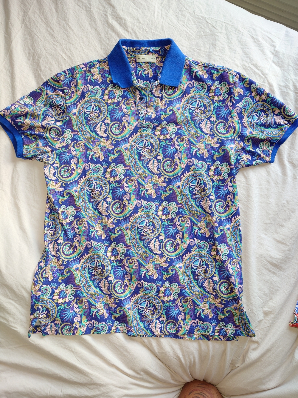Etro Blue and Purple Paisley Polo